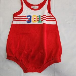 Healthtex Red and Blue Bodysuit with Playful Design